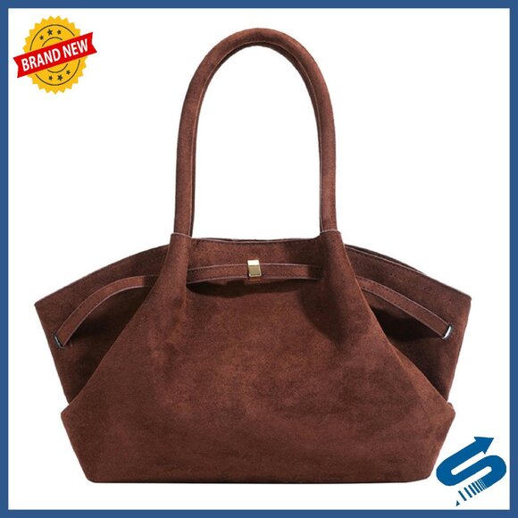 Large Faux Suede Tote Hobo Shoulder Bag for Work Travel Office - Picture 1 of 8